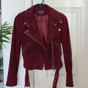 Vigoss genuine suede leather moto biker jacket